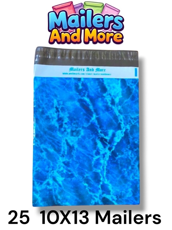 Mailers And More Accessories - 25 10X13  Poly Mailers Blue Ice Water Marble Shipping Envelopes PRICE IS FIRM